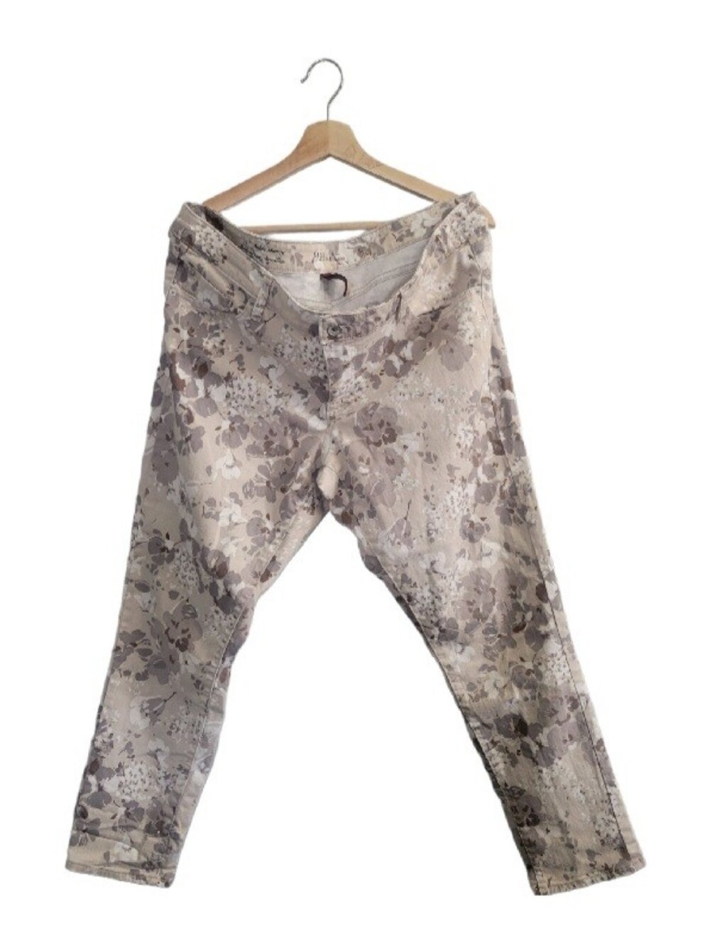 MERONA Floral Print Ankle Skinny Jeans Womens Sz 16 Fit 3 Beige Taupe Stretch